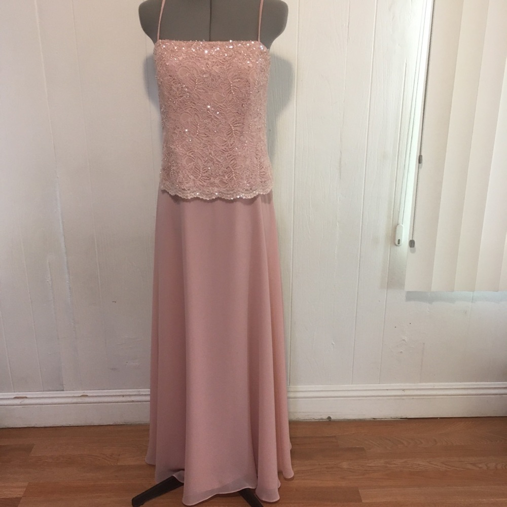 NWOT Emma Street blush chiffon maxi gown size 14
